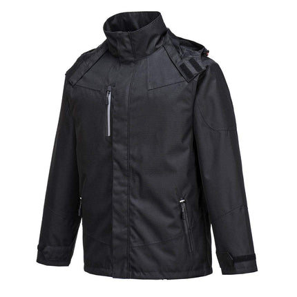 Outcoach Jacket Work Safety Protective Reflective Waterproof Coat, Medium Black
