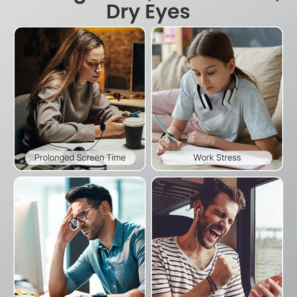 Eye Massager with Heat & Vibration – 5 Massage Modes, Bluetooth Music, Adjustable Headband, USB Rechargeable - Gray