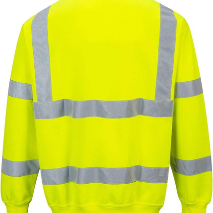 B303 Hi Vis Safety Warm Work Sweatshirt with Reflective Tape ANSI/ISEA, Yellow, XXL
