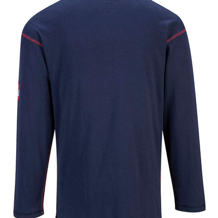 FR02 Bizflame Flame Resistant Henley Long Sleeve Sweatshirt Navy, Xx-Large