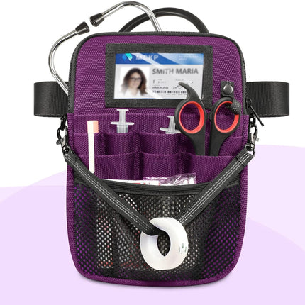Nurse Fanny Pack with Tape Holder,  Multi Compartment Medical Gear Pocket Belt Bag Nursing Organizer Pouch | Utility Waist Pack for Stethoscopes, Bandage Scissors Other Medical Supplies, Purple