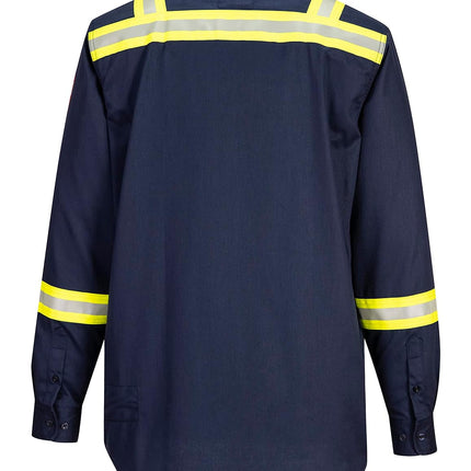 FR706 Men'S Flame Resistant FR Reflective Tape Shirt Navy, Medium
