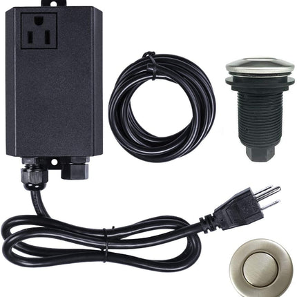 Garbage Disposal Air Switch Kit Sink Top Waste Disposal Long Stainless Steel Brushed Nickel On/Off Air Button Food and Waste Disposals Part by