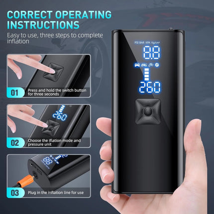 ABKH Tire Inflator 150PSI Portable Air Compressor,For Car Tires with 25000Mah Battery