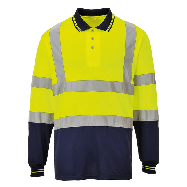 Mens Hi-Vis Two-Tone Long Sleeve Polo Shirt-KarWorkwear
