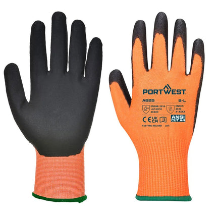 A625 Vis-Tex Cut Resistant Work Gloves PU Palm Coated Gloves Yellow/Black, Large-KarWorkwear