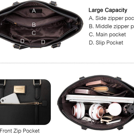 Handbags for Women Fashion Tote Bags Shoulder Bag Top Handle Satchel Purse Set 3Pcs (3Pcs Set, A-1514-Black)