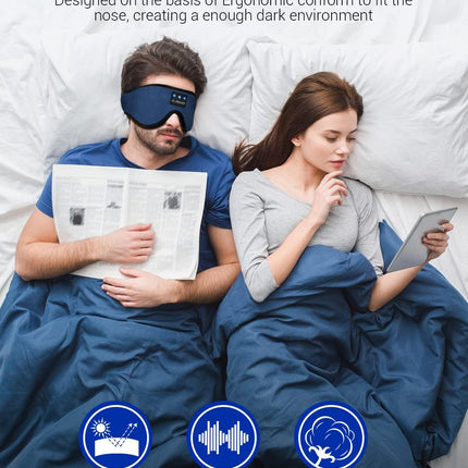 Sleeping Headphones Eye Mask, Sleep Mask with Bluetooth Headphones 3D Eye Mask Wireless Music Cotton Sleep Cover for Side Sleepers Nap Insomnia Air Travel Meditation Gifts for Unisex