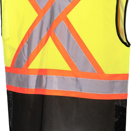 US395 Frisco Hi Vis X Back Contrast Executive Vest Black Mesh Safety Waistcoat Reflective High Visibility