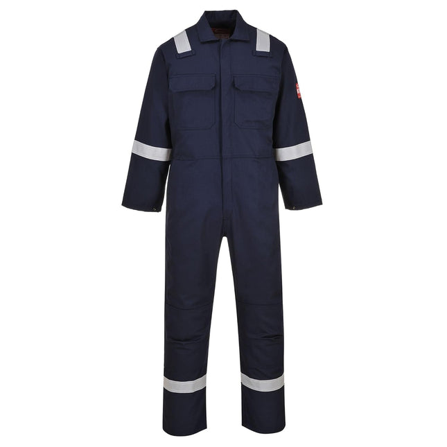 Bizweld Iona Coverall Overall Work Fire PPE Protective Wear Safety Boiler Suit ASTM NFPA ARC 2, Navy, Medium