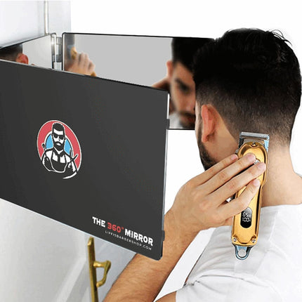 The 360 Mirror - 3 Way Mirror for Self Hair Cutting - Adjustable Trifold Barber Miror to Cut Your Own Hair - Tri Fold Self Haircut System for Men and Women Braiding - Three Sided Miror for Haircuts