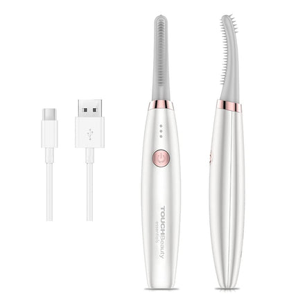 Heated Eyelash Curler, Updated Electric Eyelash Curler for Soft and Short/Long Eyelashes, USB Rechargeable, Quick Natural Curling and Long Lasting, 3 Temperature Modes TB-1859 White