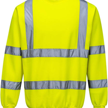 B303 Hi Vis Safety Warm Work Sweatshirt with Reflective Tape ANSI/ISEA, Yellow, XXL