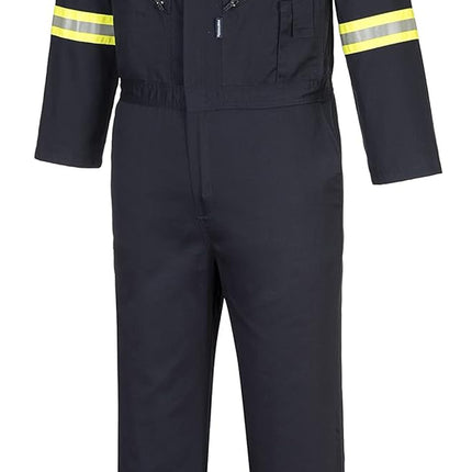 F129 Men'S Cotton Work Coveralls Iona Xtra Reflective Coveralls Workwear Overalls 100% Cotton Navy, 3X-Large