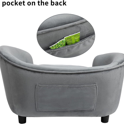 Pet Sofa Couch, Pet Sofa for Cats and Small Dogs, Cat Sleeping Bed, Ultra-Soft Snuggle Cat Sofa for Indoor Kitten, Luxury Mini Dog Couch Sofa Bed, Dark Gray