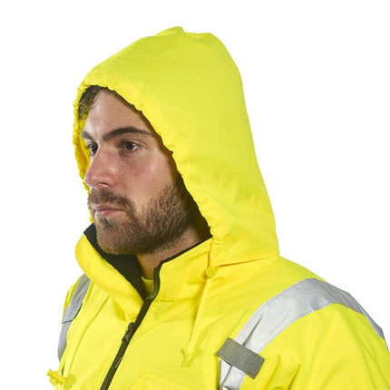US363 Men'S Waterproof Hi Vis Reflective Two-Tone Bomber Jacket Yellow/Black Tall, Large