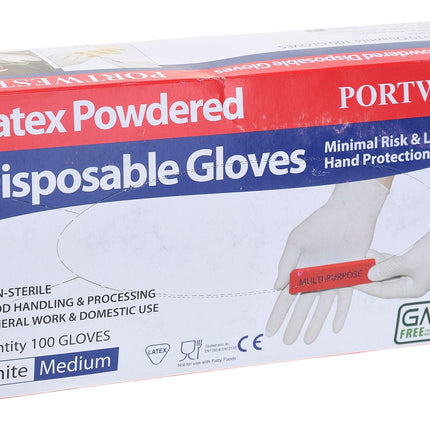 A910 Powdered Latex Disposable Glove White, Large-KarWorkwear