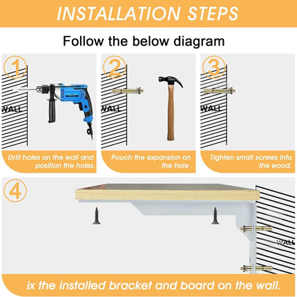 Countertop Support Brackets Heavy Duty, 8" X 6" Max Load 365 Lb 5 Mm Thick Iron Industrial Shelf Brackets, White Metal Farmhouse Wall Mounted Floating L Support for Hanging DIY Open Shelving