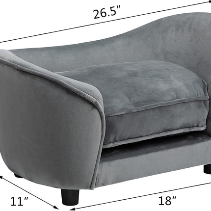 Pet Sofa Couch, Pet Sofa for Cats and Small Dogs, Cat Sleeping Bed, Ultra-Soft Snuggle Cat Sofa for Indoor Kitten, Luxury Mini Dog Couch Sofa Bed, Dark Gray