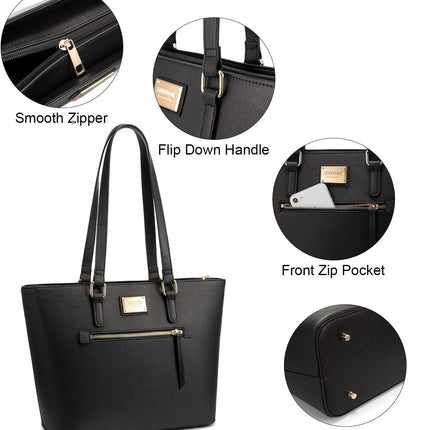 Handbags for Women Fashion Tote Bags Shoulder Bag Top Handle Satchel Purse Set 3Pcs (3Pcs Set, A-1514-Black)