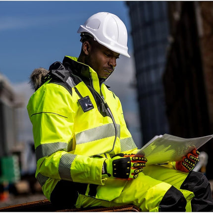 A721 anti Impact Safety Work Gloves - Lightweight Nitrile Grip Impact Reducing Protective Work Gloves Yellow/Orange