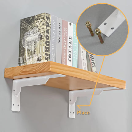 Countertop Support Brackets Heavy Duty, 8" X 6" Max Load 365 Lb 5 Mm Thick Iron Industrial Shelf Brackets, White Metal Farmhouse Wall Mounted Floating L Support for Hanging DIY Open Shelving