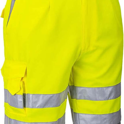 Hi-Vis P/C Shorts Cargo Visibility Reflective Summer Cool Work Wear Pants ANSI E