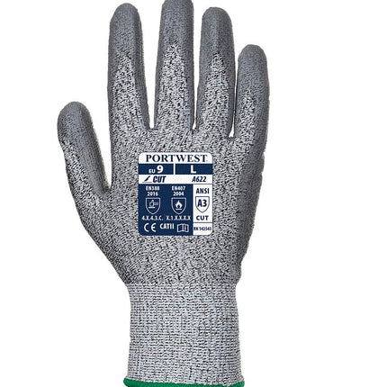 MR Cut PU Palm Glove Safety Work Wear Protective Gloves Resistant Coated ANSI 105, Medium