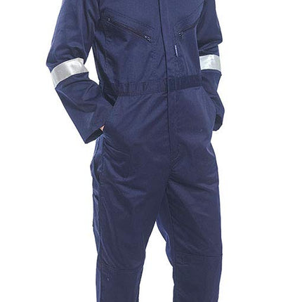 Iona Coverall Overall Boiler Suit Hi Vis Visibility Reflective Work Wear, XXL Navy