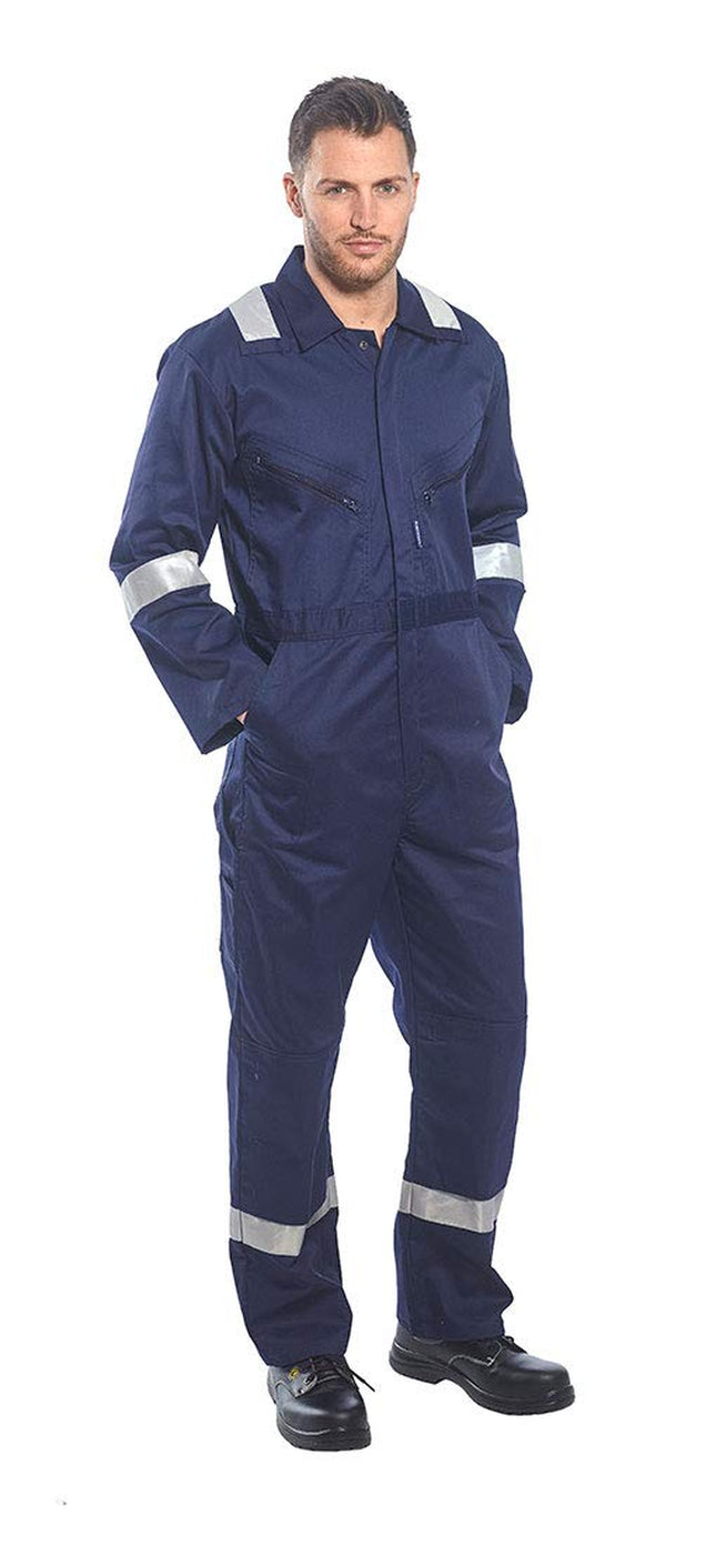 Iona Coverall Overall Boiler Suit Hi Vis Visibility Reflective Work Wear, XXL Navy