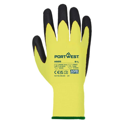 A625 Vis-Tex Cut Resistant Work Gloves PU Palm Coated Gloves Yellow/Black, X-Large-KarWorkwear