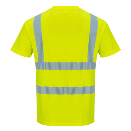 Hi-Vis T Shirt Viz Visibility Reflective Safety Work Wear Top ANSI 2, 6XL Yellow