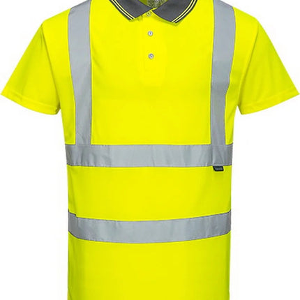 S477 Hi-Vis Short Sleeve Polo Shirt Yellow, Large-KarWorkwear