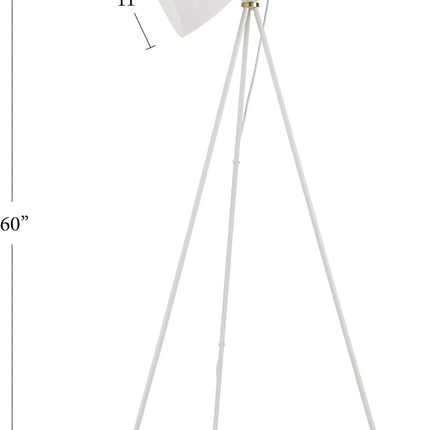 Home 57" Tripod Floor Lamp, Modern, Industrial, Transitional for Bedroom, Living Room, Office, White