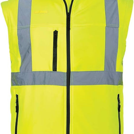 Hi-Vis Softshell Jacket Visibility Reflective Safety Work Wear Water Repellent ANSI 3, Yellow, Large