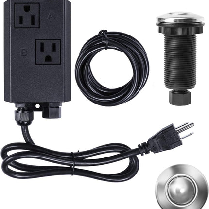 Garbage Disposal Air Switch Kit Sink Top Waste Disposal Long Stainless Steel Brushed Nickel On/Off Air Button Food and Waste Disposals Part by
