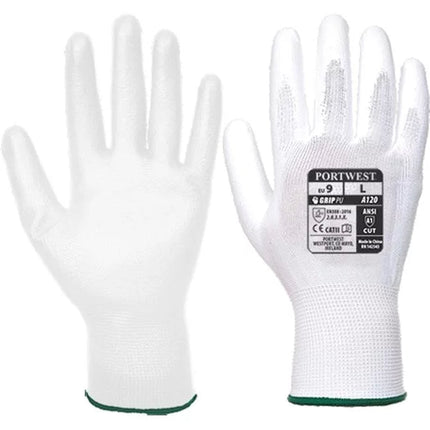 VA120 Smooth Vending PU Coated Palm Dipped Work Gloves White, Large-KarWorkwear
