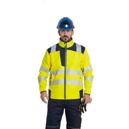 PW3 Hi-Vis Softshell Jacket Work Safety Protective Reflective Waterproof Coat ANSI 3, Small