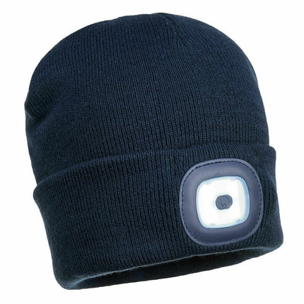 Portwest Mens Beanie Hat LED Head Light USB Rechargeable Warm Work Comfort B029-KarWorkwear
