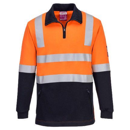 Portwest Flame Resistant Hi-Vis Brushed Fleece 1/2 Zip Jumper Comfortable MF202-KarWorkwear
