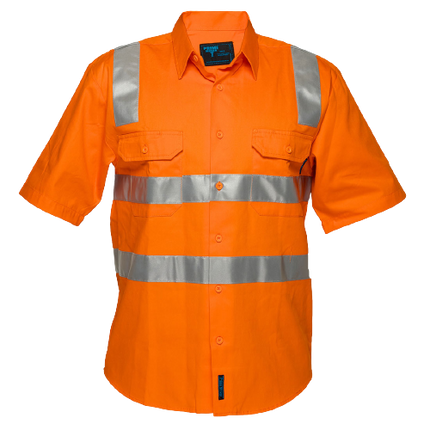 Portwest Hi-Vis Regular Weight Short Sleeve Shirt with Tape over Shoulder MS192-KarWorkwear