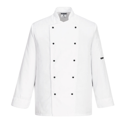 Portwest Somerset Chefs Jacket Mandarin Collar Reversible Front Jacket C834-KarWorkwear