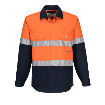 Portwest Hi-Vis Two Tone Regular Weight Long Sleeve Shirt Tape Safety MA101-KarWorkwear