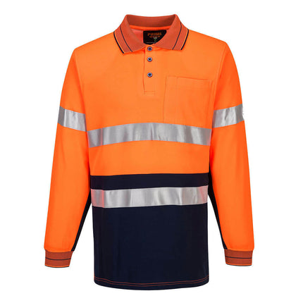 Portwest Mens Prime Mover Long Sleeve Cotton Work Shirt Polo Hi-Vis Taped MP313-KarWorkwear