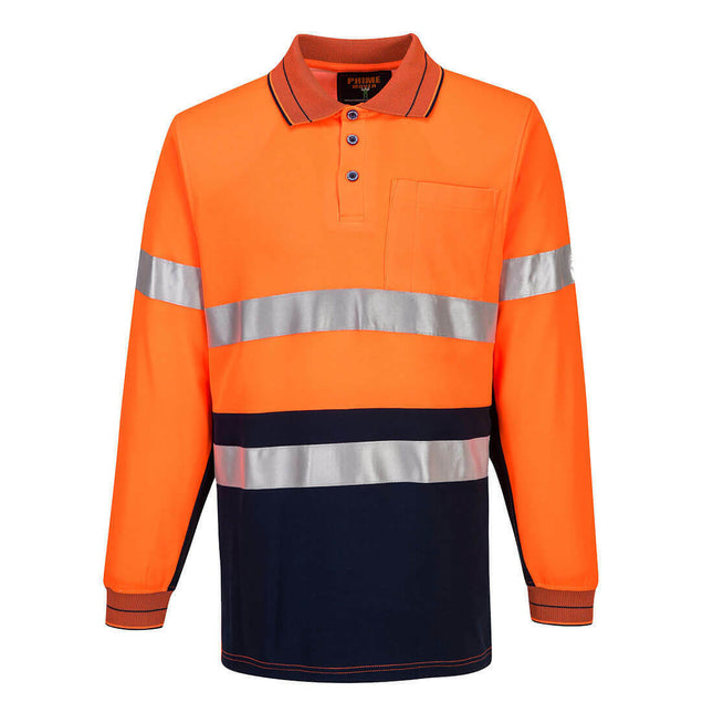 Portwest Mens Prime Mover Long Sleeve Cotton Work Shirt Polo Hi-Vis Taped MP313-KarWorkwear