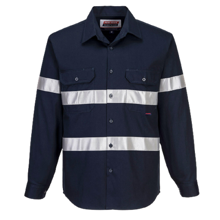 Portwest Geelong Shirt, Long Sleeve, Regular Weight Reflective Safety MA908-KarWorkwear