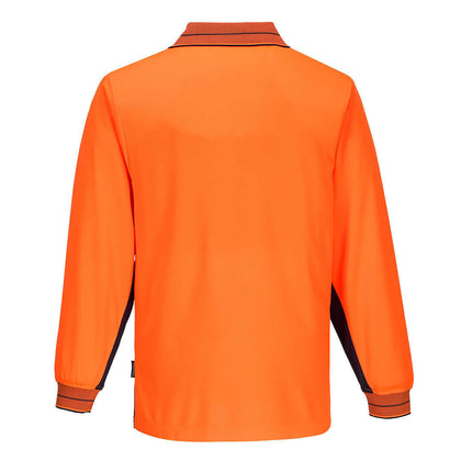 Portwest Mens Prime Mover Long Sleeve Micro Mesh Work Polo Shirt Cool Dry MP113-KarWorkwear