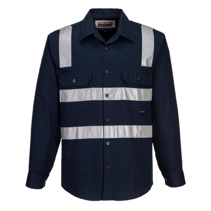 Portwest Brisbane Shirt, Long Sleeve, Regular Weight Reflective Safety MS908-KarWorkwear