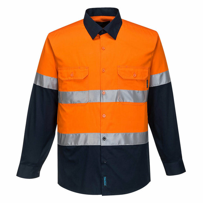 Portwest Mens Prime Mover Taped Hi-Vis Lightweight Long Sleeve Shirt Work MA801-KarWorkwear