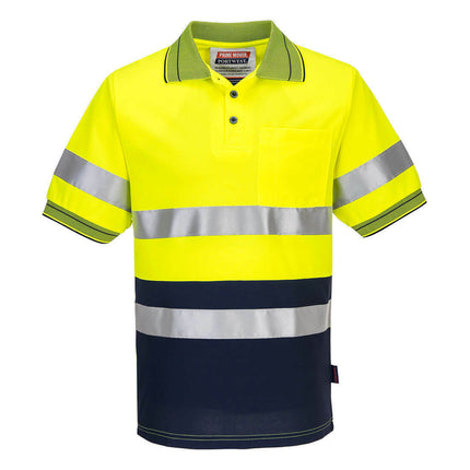 Portwest Mens Prime Mover Short Sleeve Micro Mesh Polo Taped Hi-Vis Work MP510-KarWorkwear